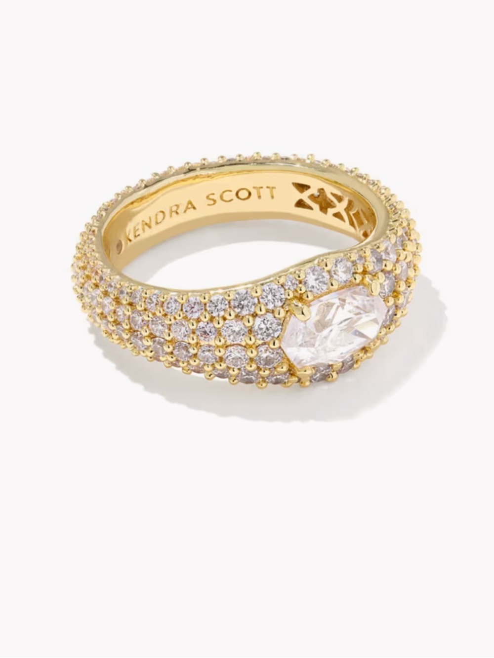 Kendra Scott Gold Crystal Bella Pavé Statement Ring - Gold Size 12